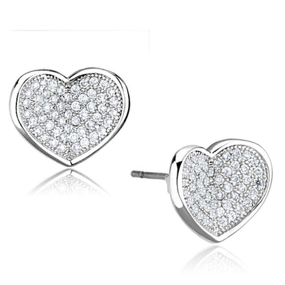 MA3W668 - Rhodium Brass Earrings with AAA Grade CZ  in Clear