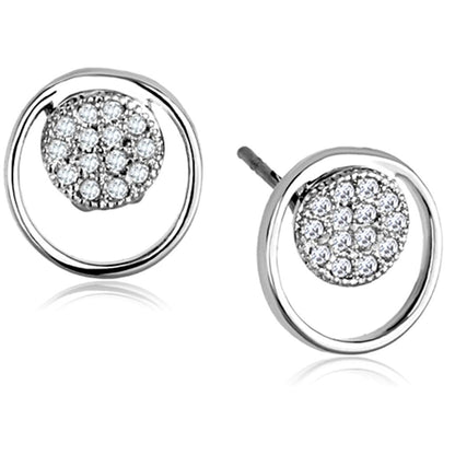 MA3W669 - Rhodium Brass Earrings with AAA Grade CZ  in Clear