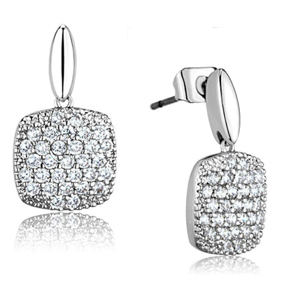 MA3W691 - Rhodium Brass Earrings with AAA Grade CZ  in Clear
