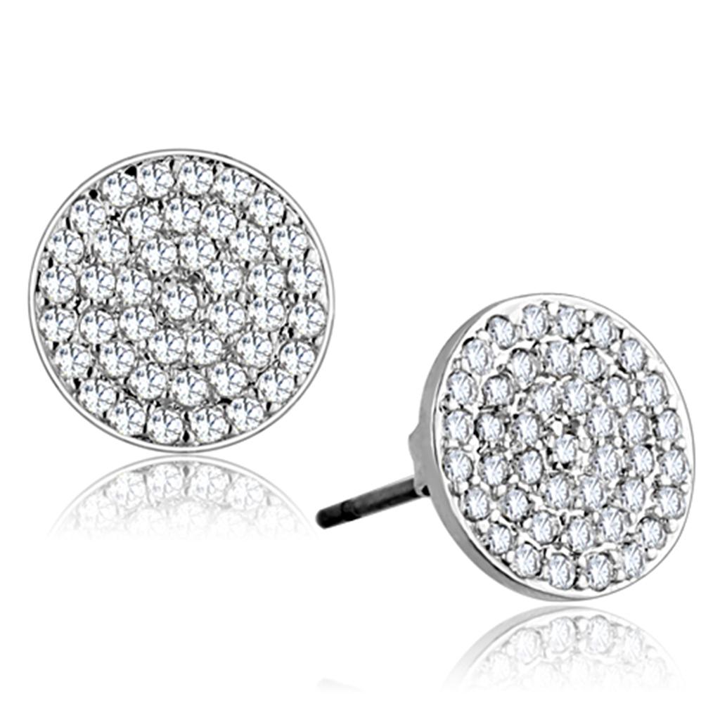 MA3W693 - Rhodium Brass Earrings with AAA Grade CZ  in Clear
