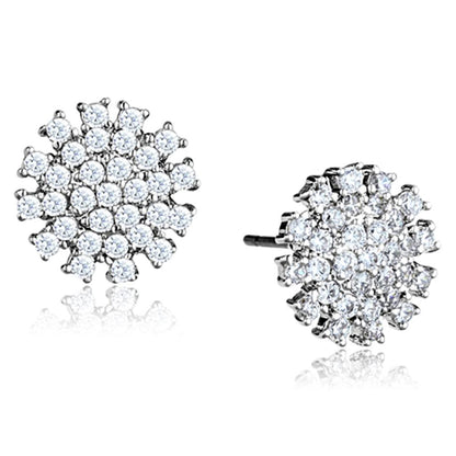 MA3W694 - Rhodium Brass Earrings with AAA Grade CZ  in Clear