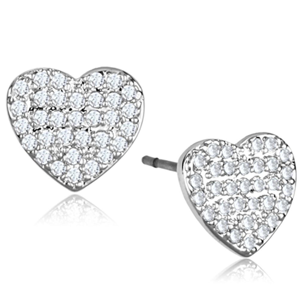 MA3W695 - Rhodium Brass Earrings with AAA Grade CZ  in Clear