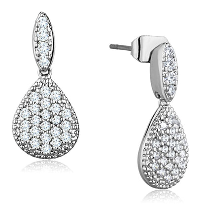 MA3W696 - Rhodium Brass Earrings with AAA Grade CZ  in Clear
