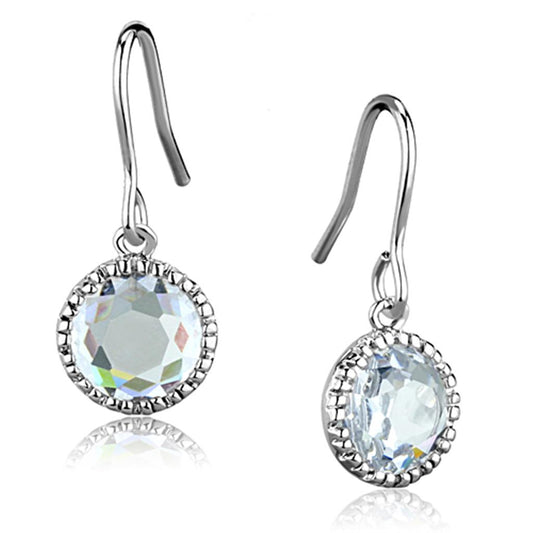 MA3W698 - Rhodium Brass Earrings with AAA Grade CZ  in Clear