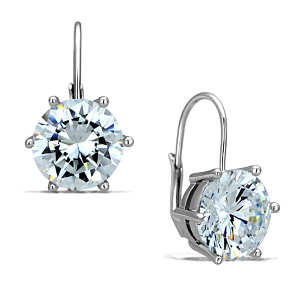 MA3W701 - Rhodium Brass Earrings with AAA Grade CZ  in Clear