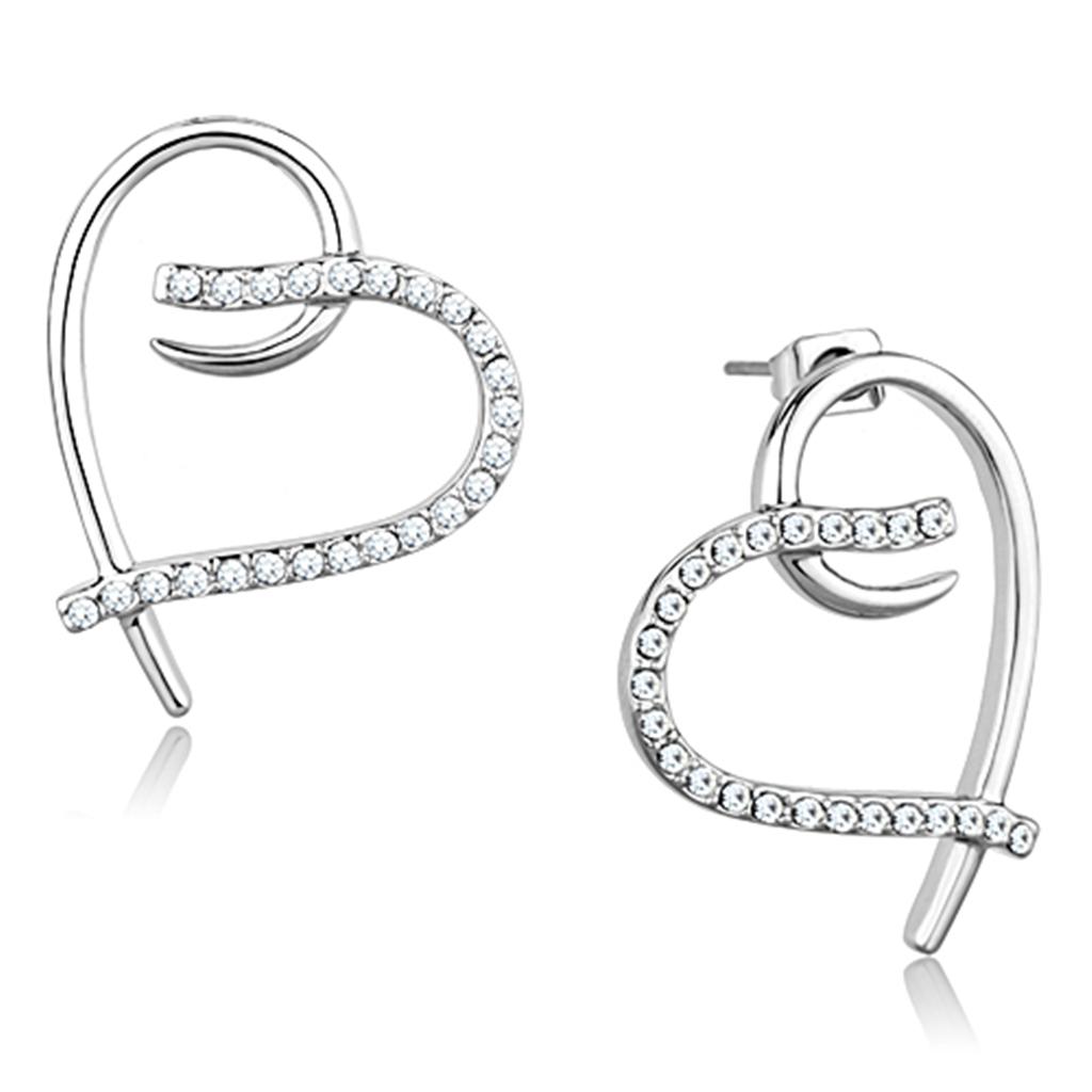 MA3W708 - Rhodium Brass Earrings with AAA Grade CZ  in Clear