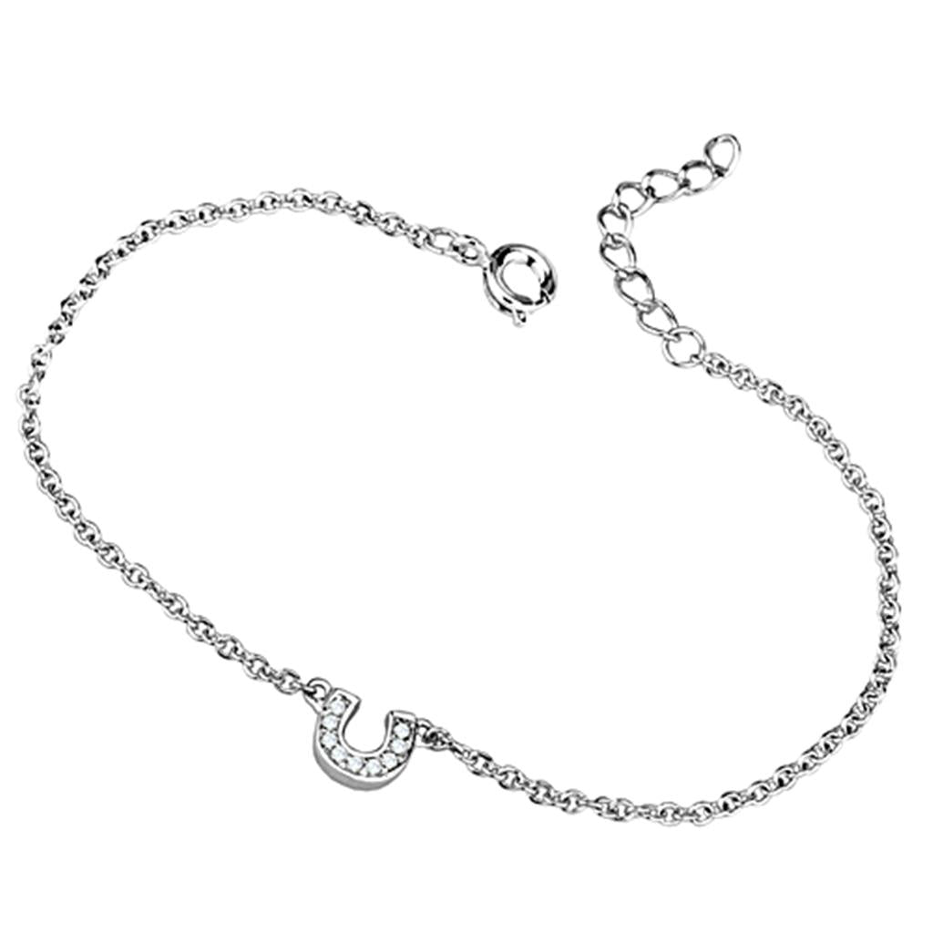 MA3W710 - Rhodium Brass Bracelet with AAA Grade CZ  in Clear