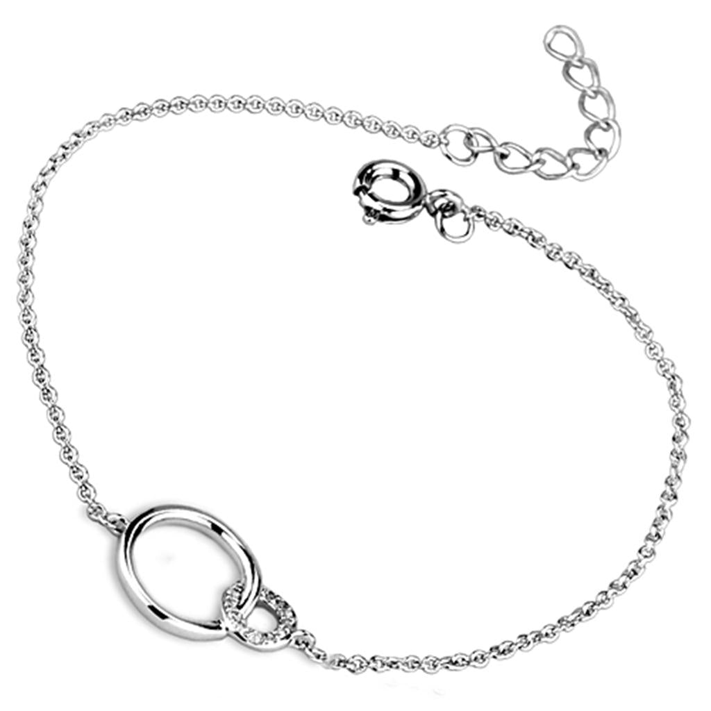 MA3W711 - Rhodium Brass Bracelet with AAA Grade CZ  in Clear