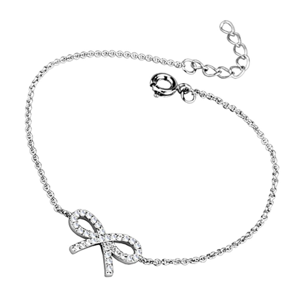 MA3W712 - Rhodium Brass Bracelet with AAA Grade CZ  in Clear