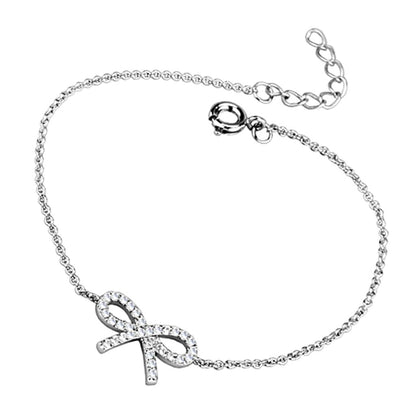 MA3W712 - Rhodium Brass Bracelet with AAA Grade CZ  in Clear