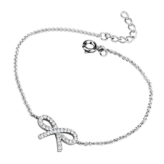 MA3W712 - Rhodium Brass Bracelet with AAA Grade CZ  in Clear