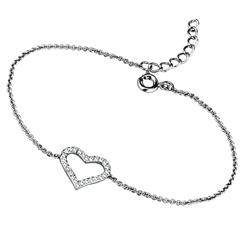 MA3W713 - Rhodium Brass Bracelet with AAA Grade CZ  in Clear