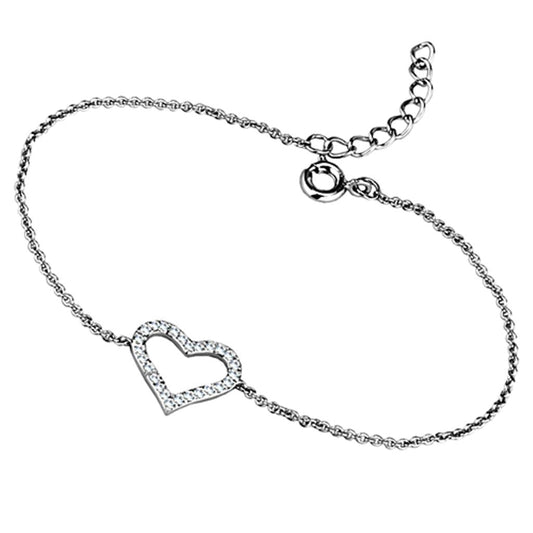 MA3W713 - Rhodium Brass Bracelet with AAA Grade CZ  in Clear