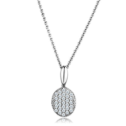 MA3W716 - Rhodium Brass Chain Pendant with AAA Grade CZ  in Clear