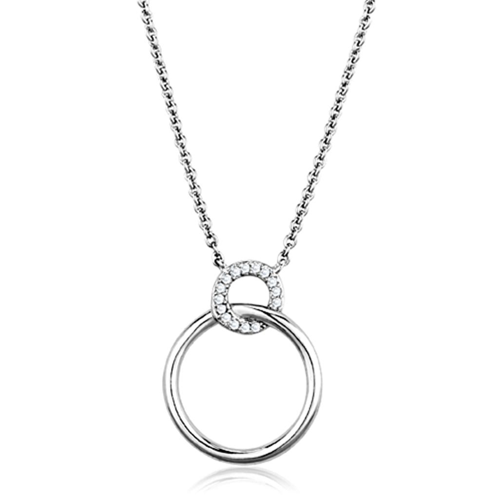 MA3W717 - Rhodium Brass Necklace with AAA Grade CZ  in Clear