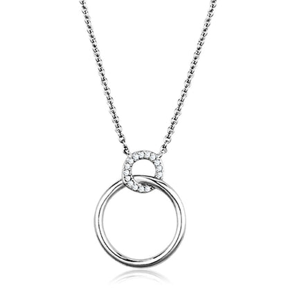 MA3W717 - Rhodium Brass Necklace with AAA Grade CZ  in Clear