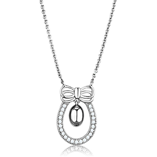 MA3W718 - Rhodium Brass Necklace with AAA Grade CZ  in Clear
