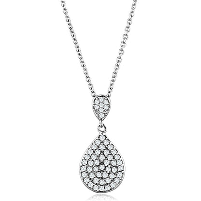 MA3W720 - Rhodium Brass Necklace with AAA Grade CZ  in Clear