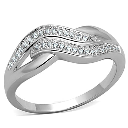 MA3W724 - Rhodium Brass Ring with AAA Grade CZ  in Clear