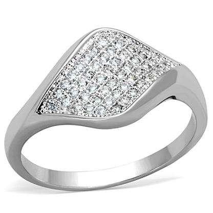 MA3W726 - Rhodium Brass Ring with AAA Grade CZ  in Clear