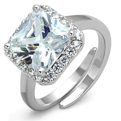 MA3W729 - Rhodium Brass Ring with AAA Grade CZ  in Clear