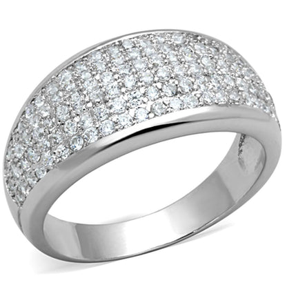 MA3W730 - Rhodium Brass Ring with AAA Grade CZ  in Clear