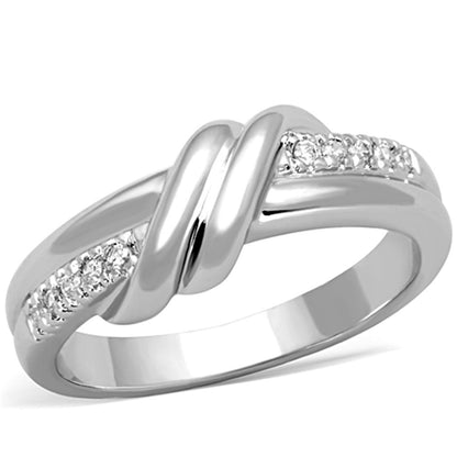 MA3W741 - Rhodium Brass Ring with AAA Grade CZ  in Clear