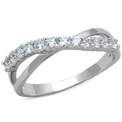 MA3W742 - Rhodium Brass Ring with AAA Grade CZ  in Clear