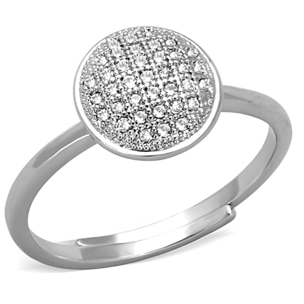 MA3W749 - Rhodium Brass Ring with AAA Grade CZ  in Clear