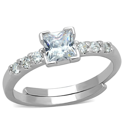 MA3W751 - Rhodium Brass Ring with AAA Grade CZ  in Clear