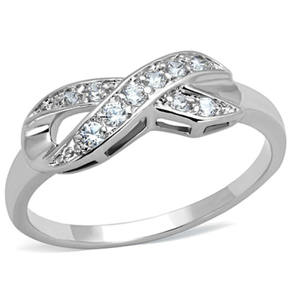 MA3W757 - Rhodium Brass Ring with AAA Grade CZ  in Clear