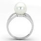 MA3W761 - Rhodium Brass Ring with Synthetic Pearl in White