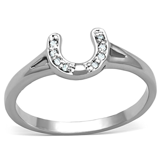MA3W762 - Rhodium Brass Ring with AAA Grade CZ  in Clear