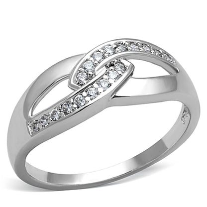 MA3W763 - Rhodium Brass Ring with AAA Grade CZ  in Clear
