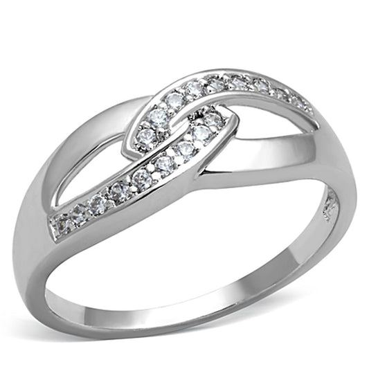 MA3W763 - Rhodium Brass Ring with AAA Grade CZ  in Clear