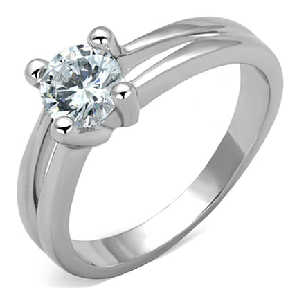 MA3W764 - Rhodium Brass Ring with AAA Grade CZ  in Clear