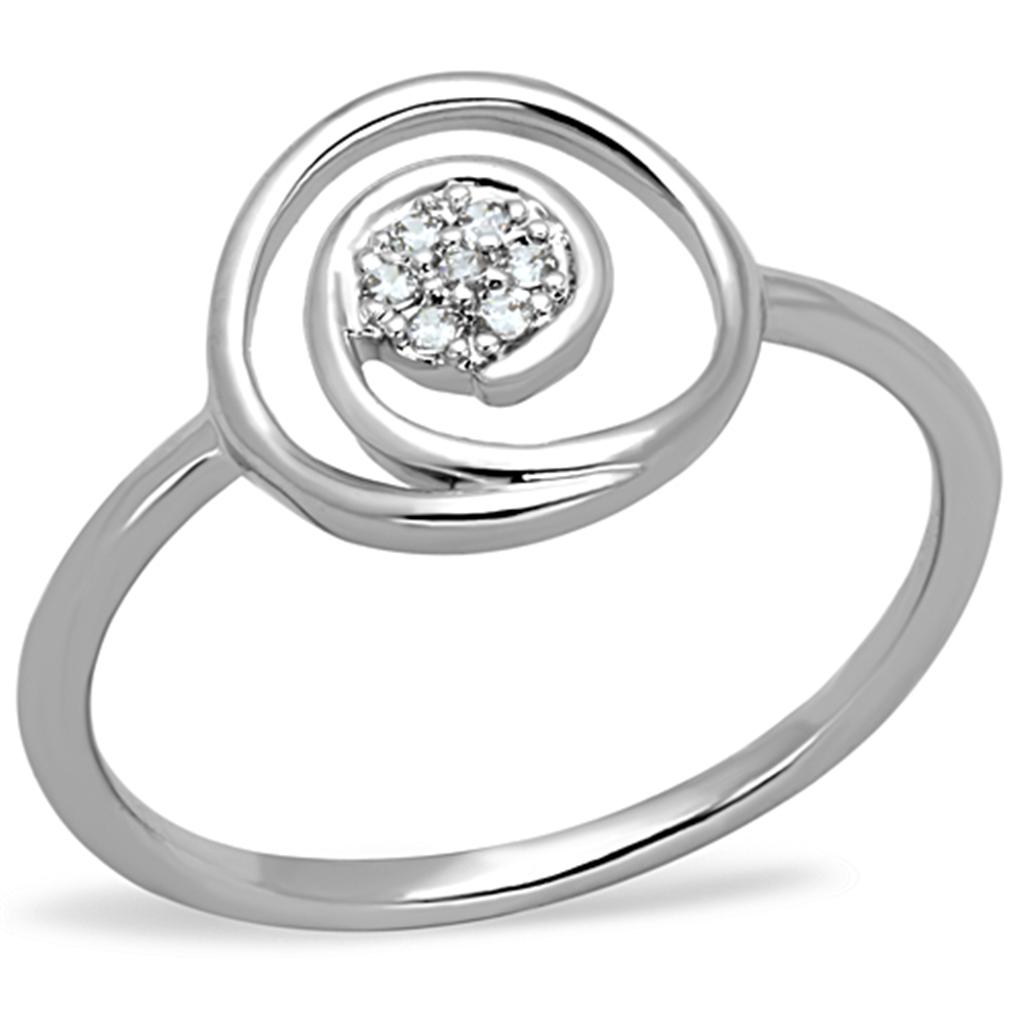 MA3W765 - Rhodium Brass Ring with AAA Grade CZ  in Clear