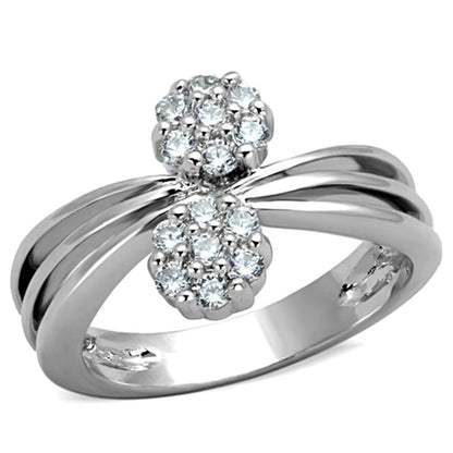 MA3W767 - Rhodium Brass Ring with AAA Grade CZ  in Clear