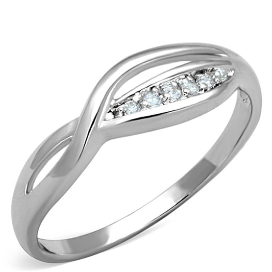 MA3W768 - Rhodium Brass Ring with AAA Grade CZ  in Clear