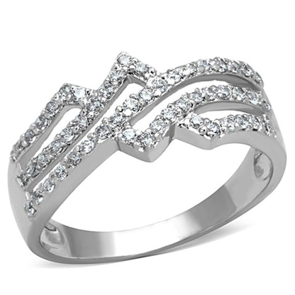 MA3W771 - Rhodium Brass Ring with AAA Grade CZ  in Clear