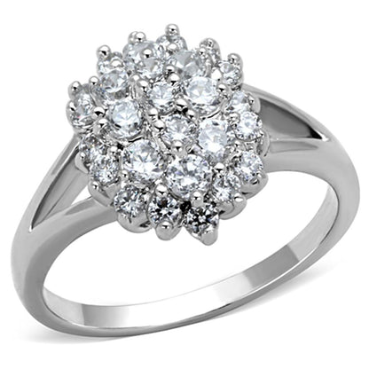 MA3W772 - Rhodium Brass Ring with AAA Grade CZ  in Clear