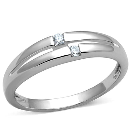 MA3W779 - Rhodium Brass Ring with AAA Grade CZ  in Clear