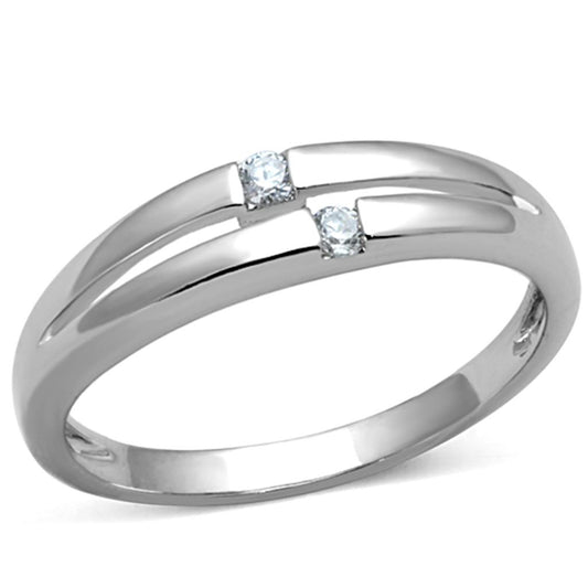 MA3W779 - Rhodium Brass Ring with AAA Grade CZ  in Clear