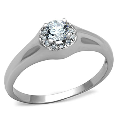 MA3W780 - Rhodium Brass Ring with AAA Grade CZ  in Clear