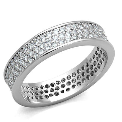 MA3W781 - Rhodium Brass Ring with AAA Grade CZ  in Clear