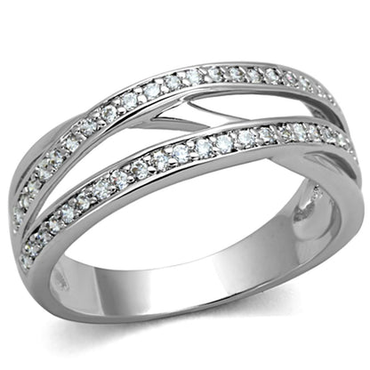 MA3W782 - Rhodium Brass Ring with AAA Grade CZ  in Clear