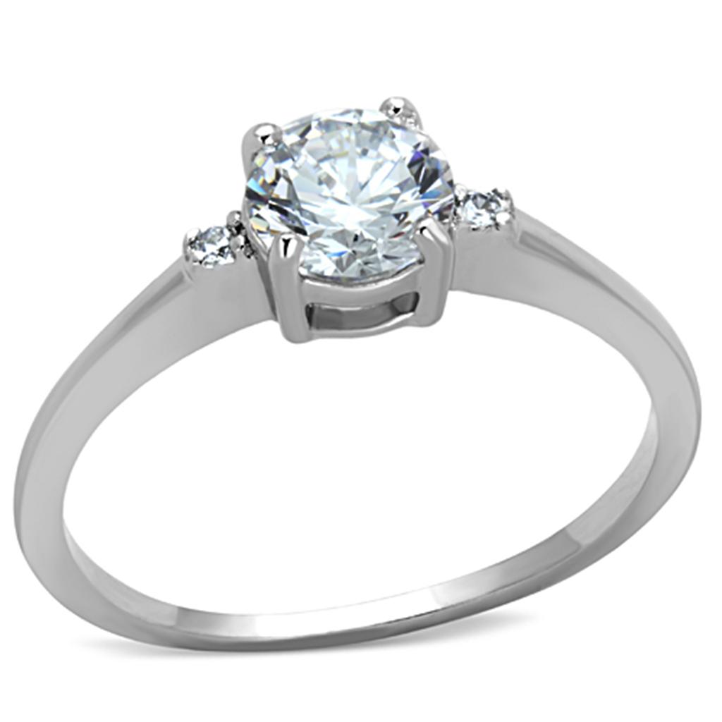 MA3W786 - Rhodium Brass Ring with AAA Grade CZ  in Clear