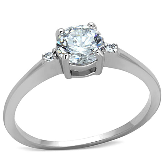 MA3W786 - Rhodium Brass Ring with AAA Grade CZ  in Clear