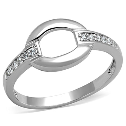 MA3W790 - Rhodium Brass Ring with AAA Grade CZ  in Clear