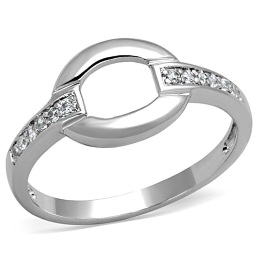 MA3W790 - Rhodium Brass Ring with AAA Grade CZ  in Clear